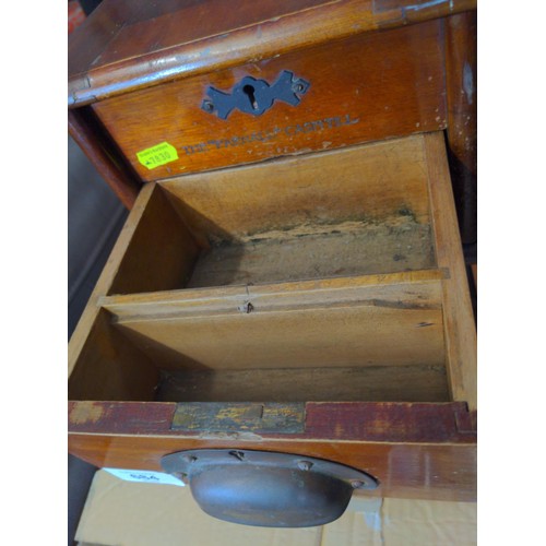 684 - Vintage The Parnall wooden cash drawer/till with the grip for treasury notes box 