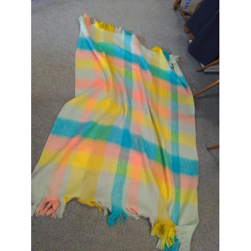 690 - Blanket in yellow, blue, pinks 175cm x 130cm