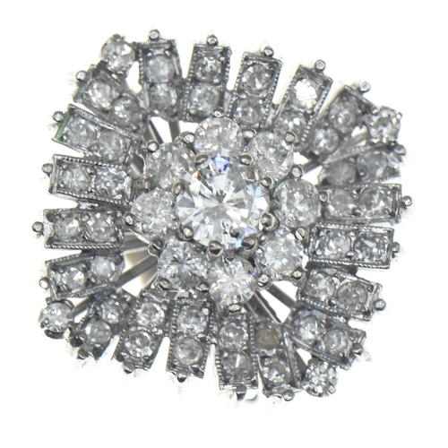 1027A - 18ct white gold and diamond cluster ring, size L1/2, gross weight 7.3 grams