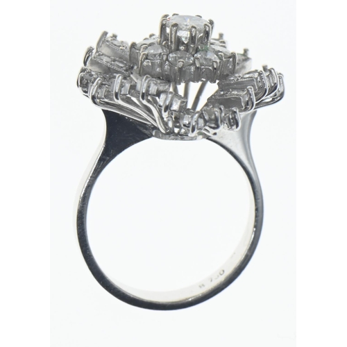 1027A - 18ct white gold and diamond cluster ring, size L1/2, gross weight 7.3 grams