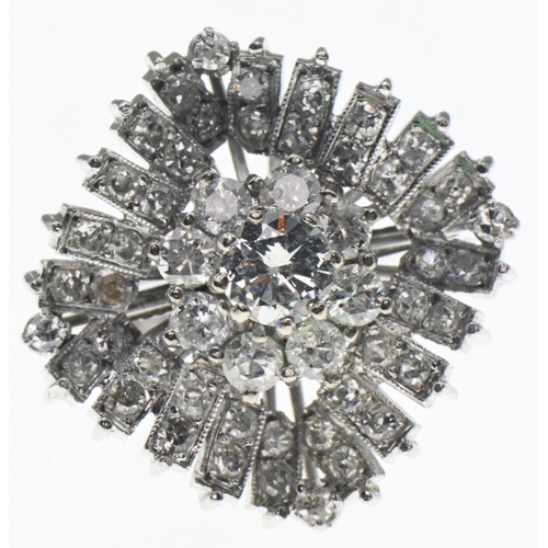 1027A - 18ct white gold and diamond cluster ring, size L1/2, gross weight 7.3 grams