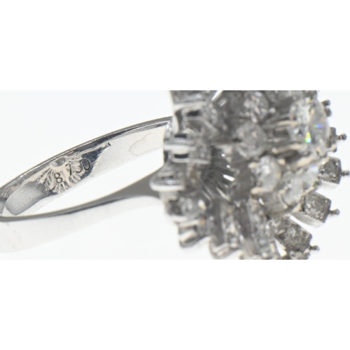 1027A - 18ct white gold and diamond cluster ring, size L1/2, gross weight 7.3 grams