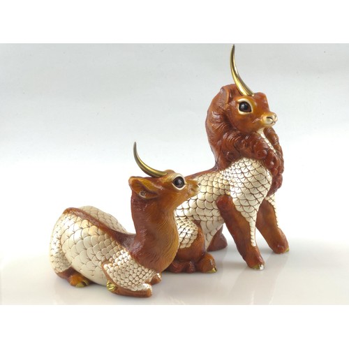 602 - Windstone Editions, two Ki-Rin unicorn figures, tallest 22cm