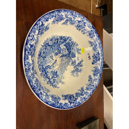 1189 - T B & S Indian Ornamental large blue and white meat plate and a large blue and white serving bow... 