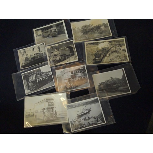 585 - Selection of vintage photographs and postcards, mostly buses and trains