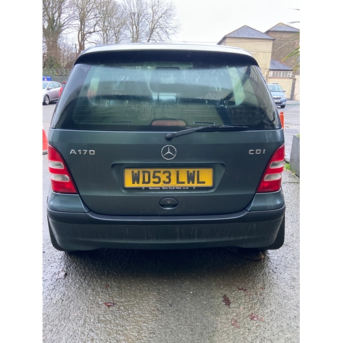 1A - Mercedes Benz five door A170 CDI motor car in metallic green finish. 53 plate. 
more information to ... 