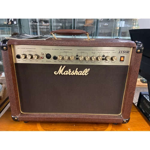 610 - Marshall AS50R acoustic soloist combo amplifier with electric connector. W55 D25 H44cm