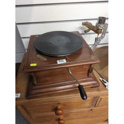 834 - HMV Gramophone with trumpet