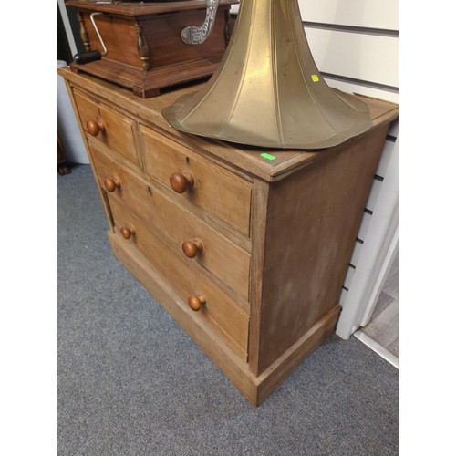 835 - Pine two over two chest of drawers W92 x D41 x H78cm