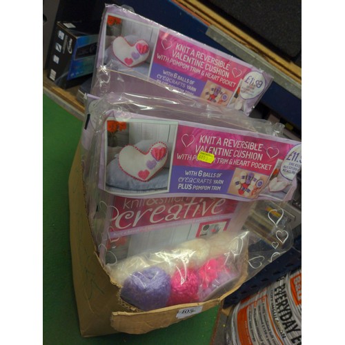 105 - 11 packs of knit & stitch creative valentine cushions.