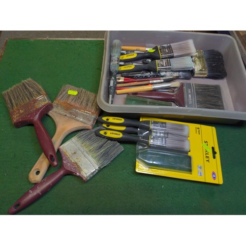 108 - Box of various hand tools, inc. tool belt etc.