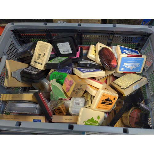 176 - Crate of inks, inkpad & rubber stamps