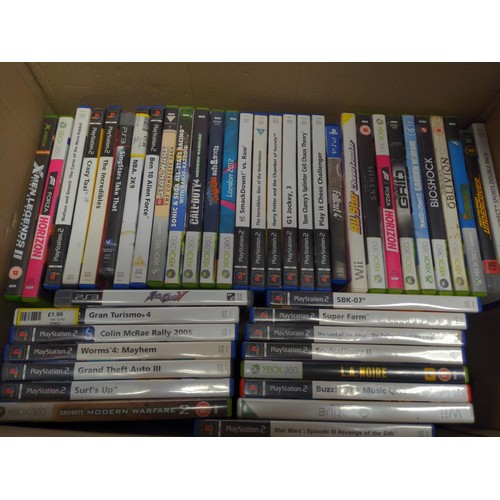 22 - Box of various PS2, Xbox 360 & PSP Games, plus 2 Xbox controllers (inc. Elite controller missing... 