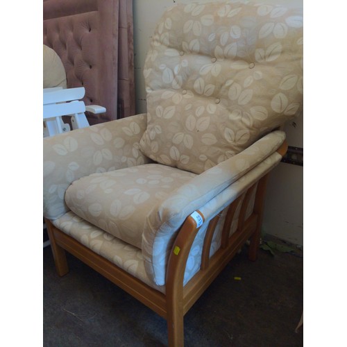 237 - Light oak framed armchair