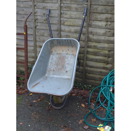 266 - Galvanised wheelbarrow with solid wheel