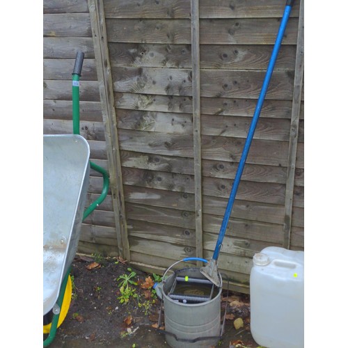 272 - Galvanised mop bucket with foot pedal and mop