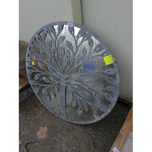 289 - Galvanised Tree of Life style overlay with mirror back. D80cm