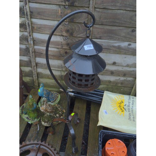 296 - Metal garden hanging lantern H85cm