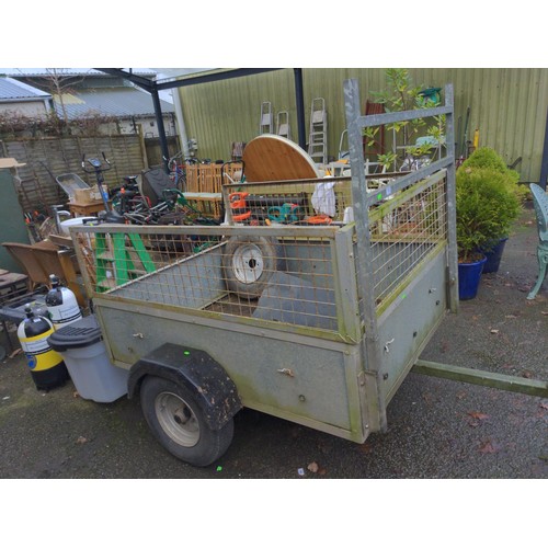 307 - Single axle trailer, with spare wheel, cover and trailer board