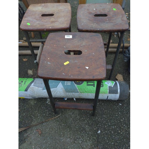 310 - 3x vintage metal framed stools