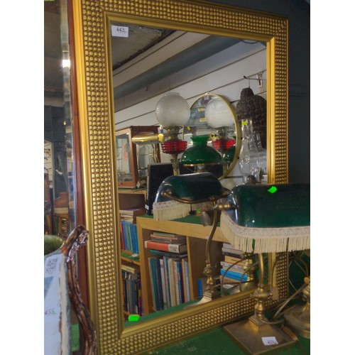 442 - Modern gilt frames rectangle mirror. W64 H87 cm