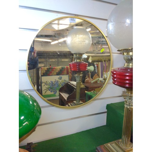 443 - Circular modern framed mirror. Dia 50.5 cm