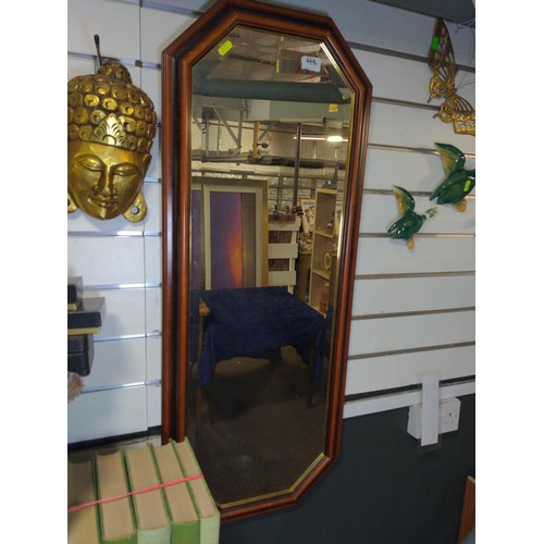 444 - Bevelled lozenge shaped mirror W43cm x H108cm