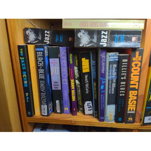 486 - Four cubes of books mainly depicting, Jazz music and some other genres.