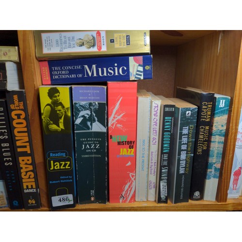 486 - Four cubes of books mainly depicting, Jazz music and some other genres.