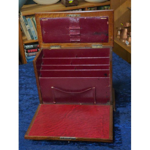 516 - Steele & Co Birmingham letter organiser, with lockable lid. W29cm D14.5cm H21cm