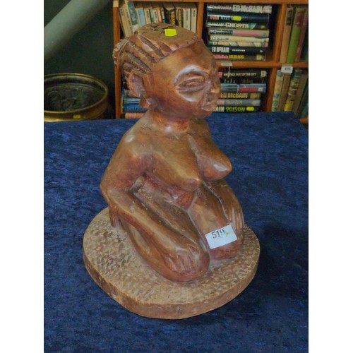 519 - West African style wooden carved fertility symbol. H34cm