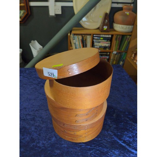 521 - 3 graduated storage tins. Largest D21cm H10cm