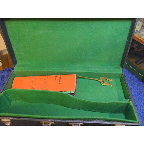 605 - John Grey and Sons Kansas brass trumpet and hard case. L56 cm