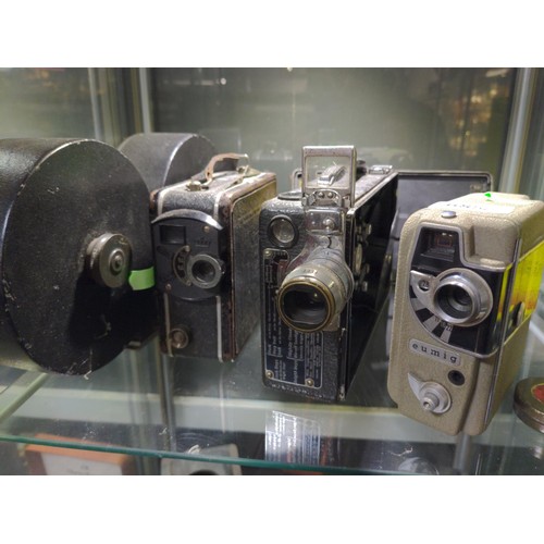 685 - Three vintage 8 mm film cameras/projectors inc, Eumig electric, Coronet cine camera, Cine Kodak mode... 