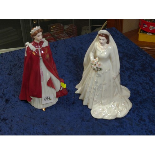 694 - Royal Worcester figure of Her Majesty the Queen,  80th birthday celebration  dressed in the robes of... 