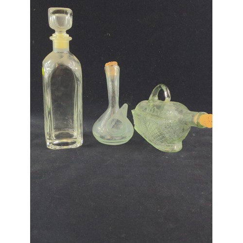 715 - Six glass decanters, plus labels, Whisky, Port (silver), Sherry