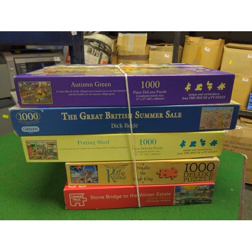 81 - 5 x jigsaw puzzles inc. Hop, Gibsons etc.