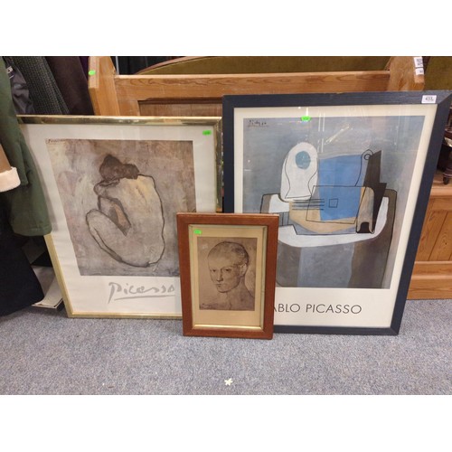 433 - Three framed Picasso art prints, largest 66 x 86cm