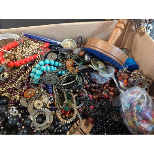 661 - Large quantity of costume jewellery in drawers and boxes.