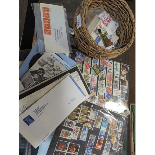 731 - Basket of loose world stamps and first day covers etc..,