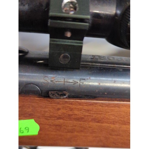 771 - BSA Supersport air rifle .22 with Simmons scope and Camo slip.