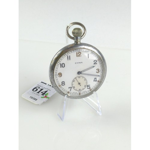 614 - Cyma military issue open face pocket watch with subsidiary seconds, GS/TP S 068212