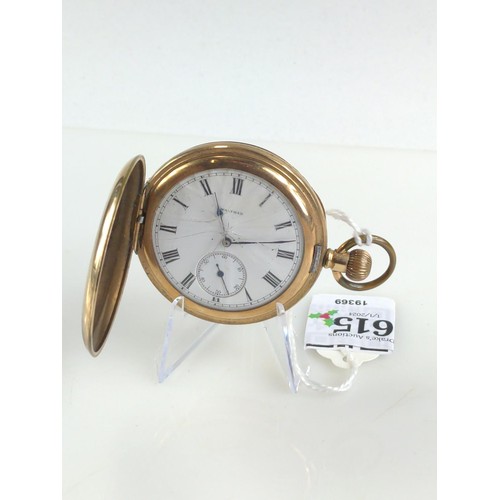 615 - Waltham full hunter pocket watch, movement no. 12902767, case diameter 50mm