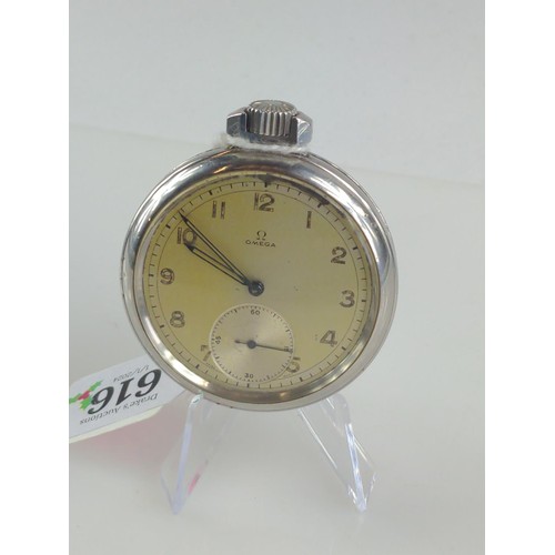 616 - Omega fob watch with subsidiary seconds, 15 jewels, movement no. 9140293, case no. 9937249, dia. 50m... 