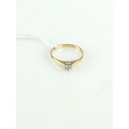 632 - 9ct gold, diamond solitaire ring. Diamond diameter 2.8mm. (stamped 012 DIA) Size L1/2. Gross weight.... 