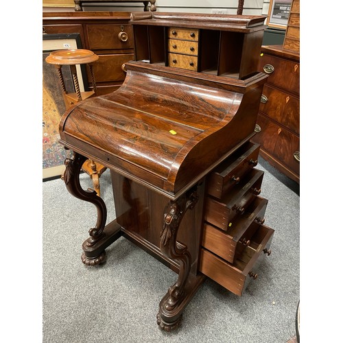 844 - Rosewood Davenport with keys. W 53cm x D 53cm x x H110