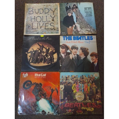 473 - Six long playing vinyl albums inc, The Beatles, The Rolling Stones, Buddy Holly etc..,