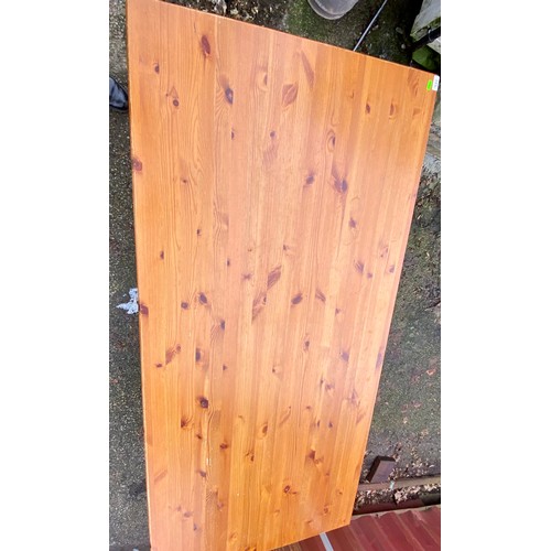 233 - Large pine kitchen table with 6 beech chairs (2 carvers). Table L183cm W88cm