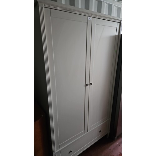 219 - Large double door, single drawer wardrobe by Laura Ashley H196 W107 D54.5 CM