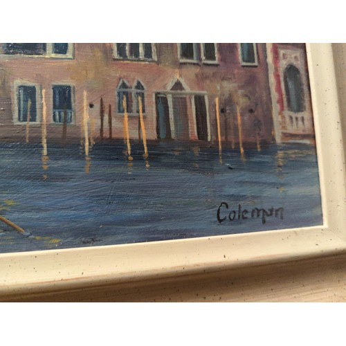 253 - Anthony Coleman - oil on canvas Venice scene. Santa Maria. Della Salute. 63.5cm x 51cm